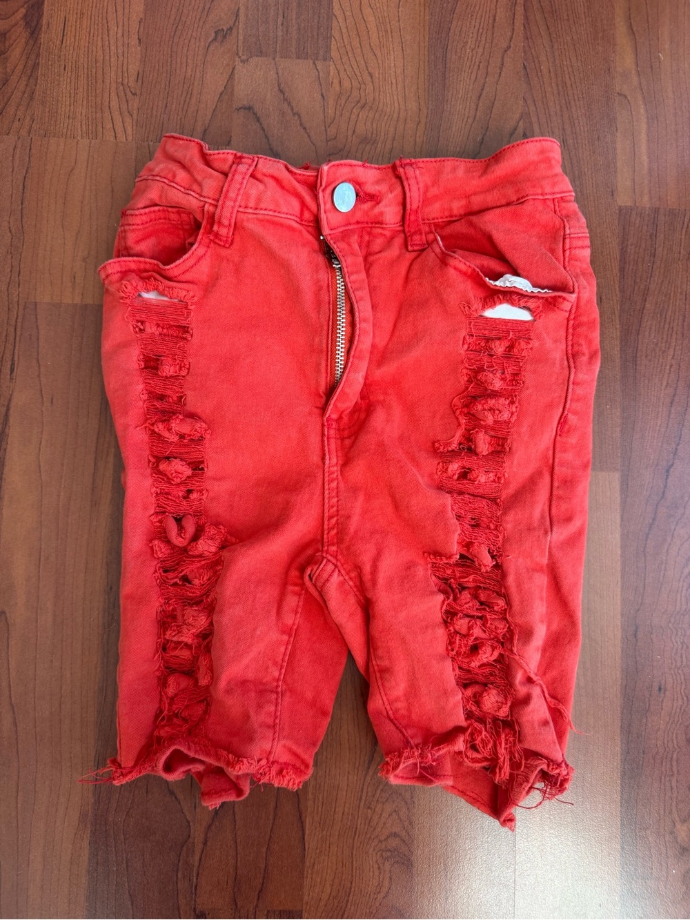 Orange Distressed Skinny Jeans – Size Small – Super Stretch